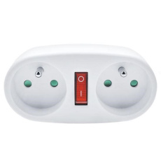 Solight rozbočka, 2 x 10A, bílá, vypínač Solight rozbočka, 2 x 10A, bílá, vypínač