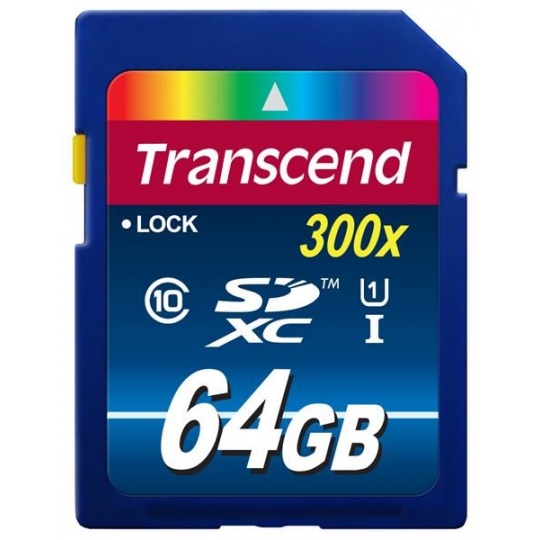 TRANSCEND SDXC karta 64GB Premium, Class 10 UHS-I 300x