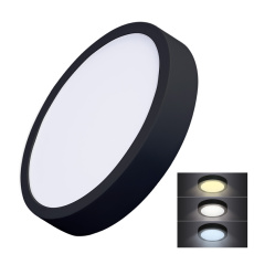 Solight LED mini panel CCT, přisazený, 24W, 1800lm, 3000K, 4000K, 6000K, kulatý, černá barva Solight LED mini panel CCT, přisazený, 24W, 1800lm, 3000K, 4000K, 6000K, kulatý, černá barva
