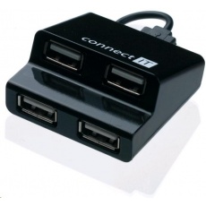 CONNECT IT USB 2.0 hub STEP 4 porty, černý CONNECT IT USB 2.0 hub STEP 4 porty, černý