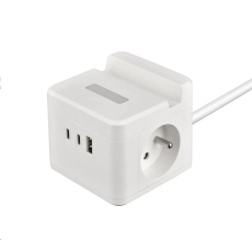 Viking síťový adaptér YC23H, 2x 230 V, 1x USB-A, 2x USB-C, dotykové světlo, funkce stojánku, bílá Viking síťový adaptér YC23H, 2x 230 V, 1x USB-A, 2x USB-C, dotykové světlo, funkce stojánku, bílá