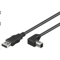 PREMIUMCORD Kabel USB 2.0 A-B propojovací 2m - zahnutý B konektor 90° PREMIUMCORD Kabel USB 2.0 A-B propojovací 2m - zahnutý B konektor 90°