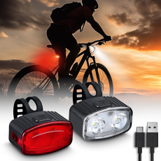 Solight set nabíjecích cyklo svítilen, 160lm přední, zadní červená, Li-Ion, USB Solight set nabíjecích cyklo svítilen, 160lm přední, zadní červená, Li-Ion, USB