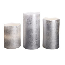 Solight sada LED svíček, 3x svíčka, 10/13/16cm, stříbrná barva, 3x AAA Solight sada LED svíček, 3x svíčka, 10/13/16cm, stříbrná barva, 3x AAA