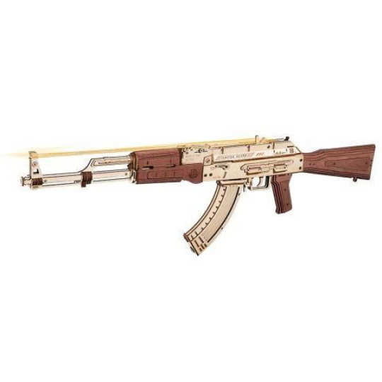 RoboTime 3D Dřevěné mechanické puzzle Útočná puška AK-47