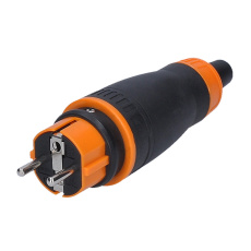 Solight zástrčka do vlhka, přímá, IP44, černá-oranžová Solight zástrčka do vlhka, přímá, IP44, černá-oranžová