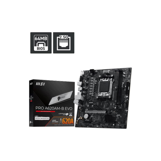 MSI MB Sc AM5 PRO A620AM-B EVO, AMD A620A, 2xDDR5, 1xHDMI, 1xVGA, mATX