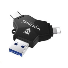 Viking USB Flash disk 3.0 4v1 s koncovkou Lightning/Micro USB/USB/USB-C, 64 GB, černá Viking USB Flash disk 3.0 4v1 s koncovkou Lightning/Micro USB/USB/USB-C, 64 GB, černá