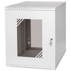 LEXI-Net 19" nástěnný rozvaděč Basic 12U 520x450, skleněné dveře, bez zad, rozložený, šedý LEXI-Net 19" nástěnný rozvaděč Basic 12U 520x450, skleněné dveře, bez zad, rozložený, šedý