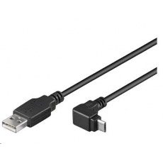 PremiumCord Kabel micro USB 2.0, A-B, konektor do úhlu 90° 1.8m (černý) PremiumCord Kabel micro USB 2.0, A-B, konektor do úhlu 90° 1.8m (černý)