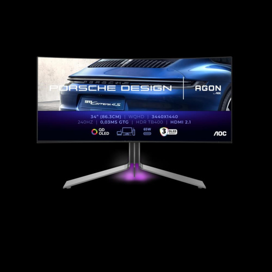 BAZAR - AOC MT OLED LCD WLED 34" PD34 - OLED,3440x1440,240Hz,0,03ms,2xHDMI,DP,USB-C,USB 3.2,repro,zakriven - rozbale