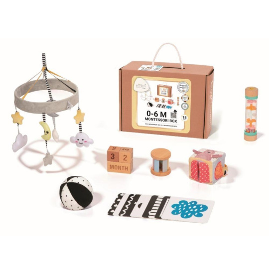 Sada montessori hraček pro miminka 0–6 měsíců - edukativní box
