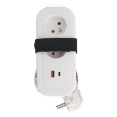 Solight 2z + USB A+C 20W PD, cestovní prodlužovací přívod 1.5m, bílý Solight 2z + USB A+C 20W PD, cestovní prodlužovací přívod 1.5m, bílý