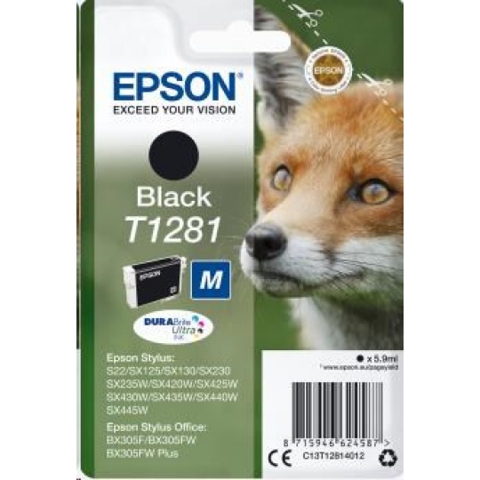 EPSON ink čer Singlepack "Liška" Black T1281 DURABrite Ultra Ink (5,9 ml)