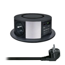 Solight 3z + USB A+C 20W PD, Wireless 10W, výsuvný blok zásuvek, 2m, černý Solight 3z + USB A+C 20W PD, Wireless 10W, výsuvný blok zásuvek, 2m, černý