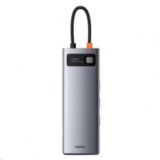 Baseus Metal Gleam Series 9v1 HUB Type-C (USB-C PD 100W, 3* USB 3.0, HDMI, VGA, RJ45, SD/TF port), šedá Baseus Metal Gleam Series 9v1 HUB Type-C (USB-C PD 100W, 3* USB 3.0, HDMI, VGA, RJ45, SD/TF port), šedá