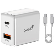 GENIUS nabíjecí set PD-20ACP, 20W, rychlé nabíjení, USB-C PD3.0, USB-A QC3.0, 1m kabel USB-C USB-C, bílá GENIUS nabíjecí set PD-20ACP, 20W, rychlé nabíjení, USB-C PD3.0, USB-A QC3.0, 1m kabel USB-C USB-C, bílá