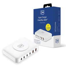 3mk síťová nabíječka - Hyper Charger PowerMax 100W, GaN 4x USB-C (PD) / 2x USB, bílá 3mk síťová nabíječka - Hyper Charger PowerMax 100W, GaN 4x USB-C (PD) / 2x USB, bílá