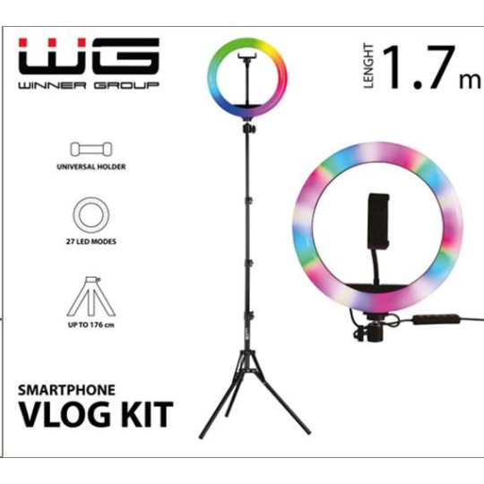 WG - Vlog Kit s RGB a tripodem 1,7m /  základní sada pro natáčení video blogů