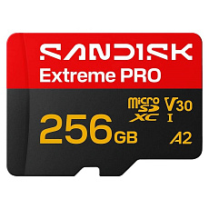 SanDisk micro SDXC Extreme PRO 256GB UHS-I U3 (250R/170W MB/s, UHS-I U3 V30) + adaptér