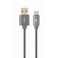 GEMBIRD Kabel USB 2.0 AM na Type-C kabel (AM/CM), 1m, metalická spirála, šedý, blister, PREMIUM QUALITY GEMBIRD Kabel USB 2.0 AM na Type-C kabel (AM/CM), 1m, metalická spirála, šedý, blister, PREMIUM QUALITY