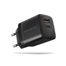 AXAGON ACU-PQ30, Sil nabíječka do sítě 30W, 2x port (USB-A + USB-C), PD3.0/PPS/QC4+/SFC/AFC/Apple, černá AXAGON ACU-PQ30, Sil nabíječka do sítě 30W, 2x port (USB-A + USB-C), PD3.0/PPS/QC4+/SFC/AFC/Apple, černá