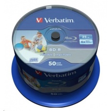 VERBATIM BD-R SL Datalife HTL (50-pack)Blu-Ray/Spindle/6x/25GB Wide Printable