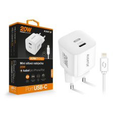 ALIGATOR chytrá síťová mini nabíječka PD 20W, 1x USB-C, kabel USB-C/Ligtning, bílá ALIGATOR chytrá síťová mini nabíječka PD 20W, 1x USB-C, kabel USB-C/Ligtning, bílá