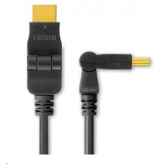 PREMIUMCORD Kabel HDMI 3m High Speed + Ethernet (v1.3), otočné zlacené konektory