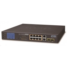 Planet GSD-1222VHP Switch, 8x PoE + 2x 1000Base-T + 2x SFP, LCD,VLAN, extend mód 10Mb do 250m, IEEE 802.3at 120W Planet GSD-1222VHP Switch, 8x PoE + 2x 1000Base-T + 2x SFP, LCD,VLAN, extend mód 10Mb do 250m, IEEE 802.3at 120W