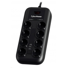 CyberPower Surge Buster™ 8 zásuvek, 2xUSB, 1.8m, German, New CyberPower Surge Buster™ 8 zásuvek, 2xUSB, 1.8m, German, New