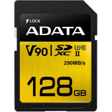 ADATA SDXC karta 128GB UHS-II U3 Class 10, Premier One (R: 290MB / W: 260MB) ADATA SDXC karta 128GB UHS-II U3 Class 10, Premier One (R: 290MB / W: 260MB)