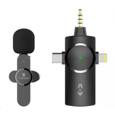 Viking bezdrátový mikrofon s klipem M360, konektor USB-C / Lightning / 3,5 mm jack Viking bezdrátový mikrofon s klipem M360, konektor USB-C / Lightning / 3,5 mm jack