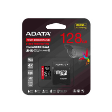 ADATA MicroSDXC karta 128GB High Endurance UHS-I C10 V30 A2 (R:100/W:85 MB/s) + SD adaptér ADATA MicroSDXC karta 128GB High Endurance UHS-I C10 V30 A2 (R:100/W:85 MB/s) + SD adaptér