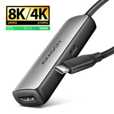 AXAGON RVC-HI8KPD, USB-C -> HDMI 2.1 redukce / adaptér, 8K/60Hz, 4K/144Hz, HDR10+, PD100W AXAGON RVC-HI8KPD, USB-C -> HDMI 2.1 redukce / adaptér, 8K/60Hz, 4K/144Hz, HDR10+, PD100W