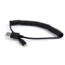 GEMBIRD Kabel USB A Male/Lightning Male, 1,5m, černý, kroucený GEMBIRD Kabel USB A Male/Lightning Male, 1,5m, černý, kroucený