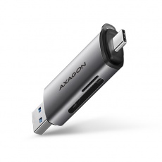 AXAGON CRE-SAC, USB3.2 Gen 1 Type-C + Type-A externí čtečka karet SD/microSD, podpora UHS-I AXAGON CRE-SAC, USB3.2 Gen 1 Type-C + Type-A externí čtečka karet SD/microSD, podpora UHS-I