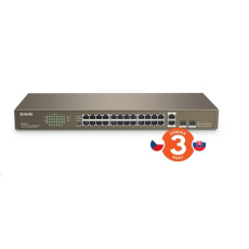 Tenda TEF1026F - 24-port 10/100Mb/s + 2x Combo RJ45/SFP 1 Gb/s Ethernet Switch, Rackmount 19", Kov Tenda TEF1026F - 24-port 10/100Mb/s + 2x Combo RJ45/SFP 1 Gb/s Ethernet Switch, Rackmount 19", Kov