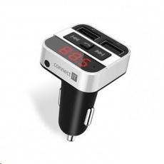 CONNECT IT InCarz Bezdrátový FM transmitter, 2xUSB+3.5mm AUX, stříbná CONNECT IT InCarz Bezdrátový FM transmitter, 2xUSB+3.5mm AUX, stříbná