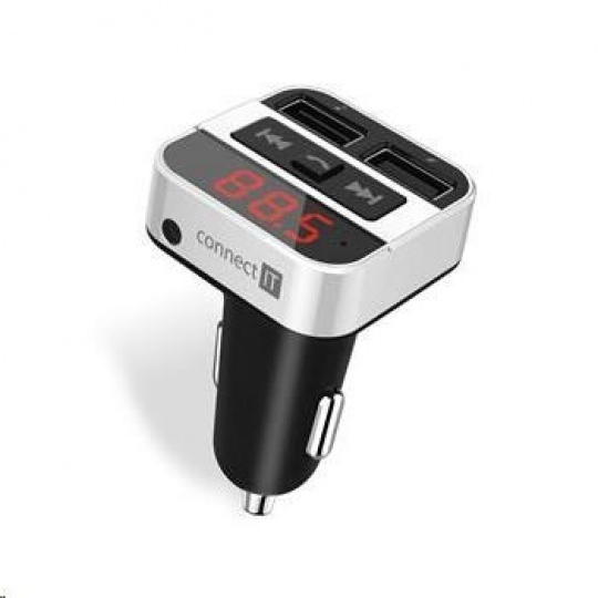 CONNECT IT InCarz Bluetooth transmitter, 2x USB 3,1A, stříbný