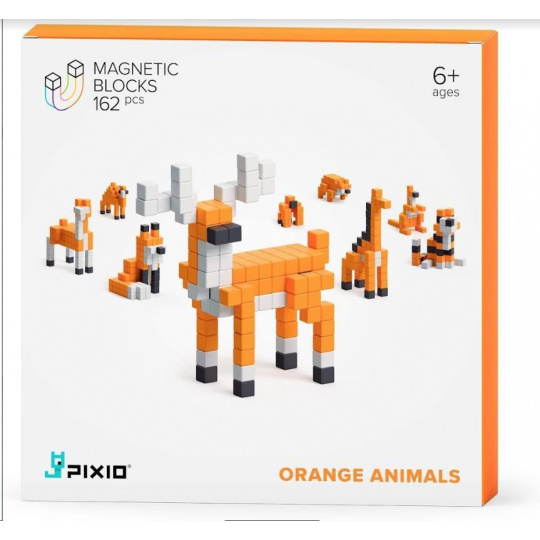 PIXIO Orange Animals magnetická stavebnice