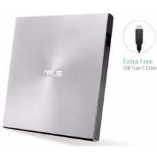 ASUS DVD ZenDrive SDRW-08U9M-U SILVER, External Slim DVD-RW, USB Type-C/Type-A, M-DISC ASUS DVD ZenDrive SDRW-08U9M-U SILVER, External Slim DVD-RW, USB Type-C/Type-A, M-DISC