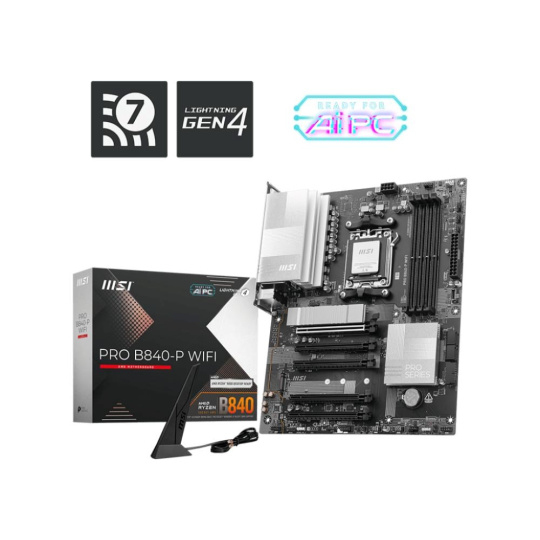 BAZAR - MSI MB Sc AM5 PRO B840-P WIFI, AMD B840, 4xDDR5, 1xHDMI, WiFi, ATX - Po opravě (Bez příšlušenství)